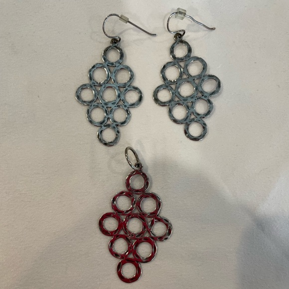 Grace & Heart "Cirque" Hammered Sterling Silver Earrings and Pendant Collection - Picture 2 of 3